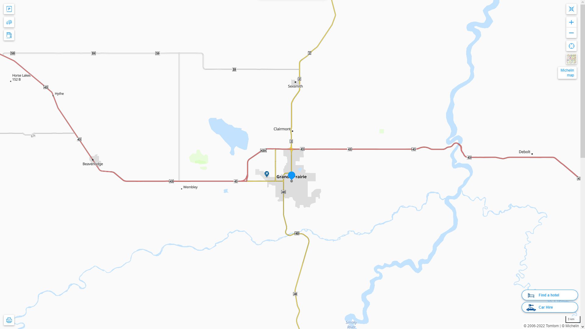 Grande Prairie Canada Autoroute et carte routiere